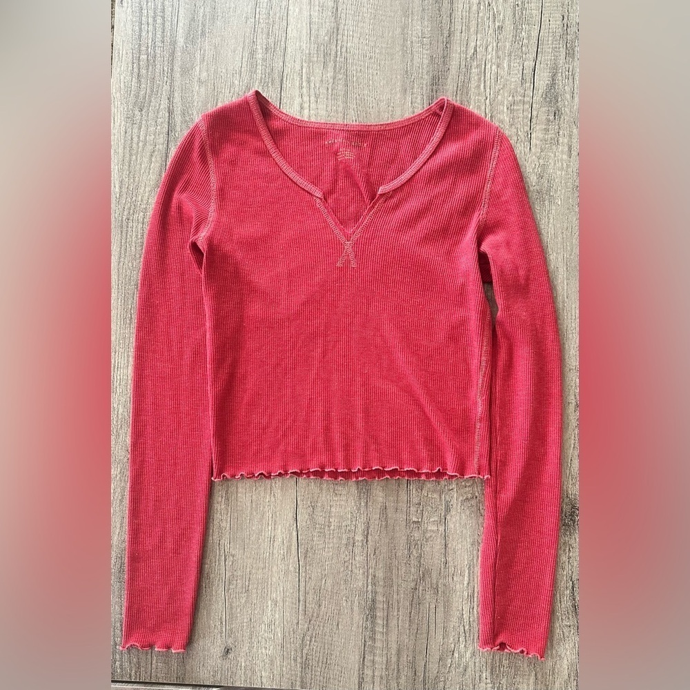 American Eagle Red Long Sleeve Top Size Small